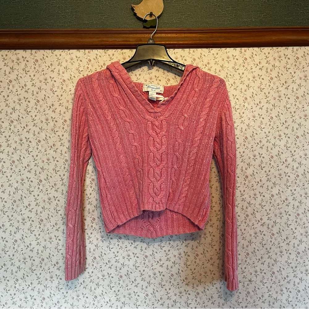 Aeropostale Slim Fit Pink Knit Hooded Sweater Limited Edition